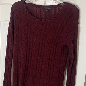 American Eagle Outfitters Maroon Cable Knit Sweater
